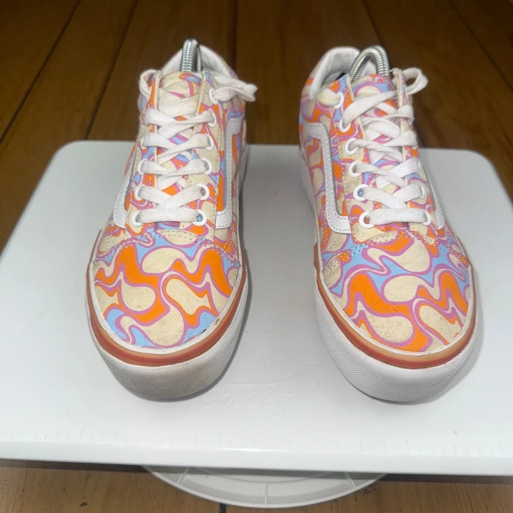 Vans Old‎ Skool Platform Psychedelic Swirl Orange Blue Low Top Shoes Womens 6